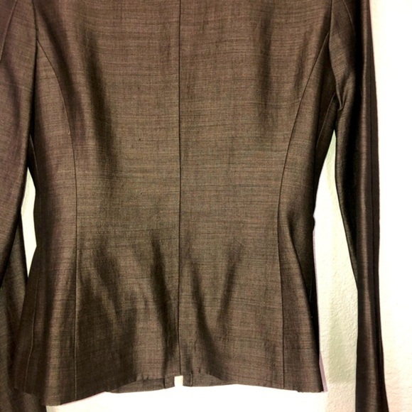 Kenneth Cole‎ bronze metallic silk shantung look slim fit modern blazer Size 2 - Picture 3 of 16